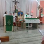 Missa acolhida do Ícone do Sagrado Coração de Jesus  Igreja Nossa Senhora do Rocio e São João BatistaCalógeras (Distrito de Arapoti)